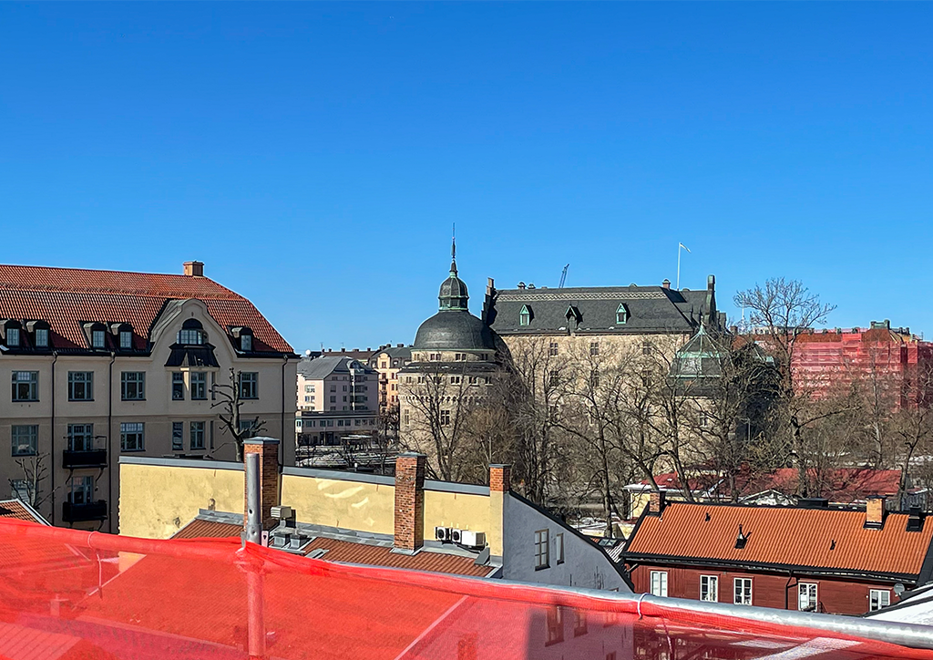 Utsikt från vindslägenhet på stortorget 15, under byggtiden