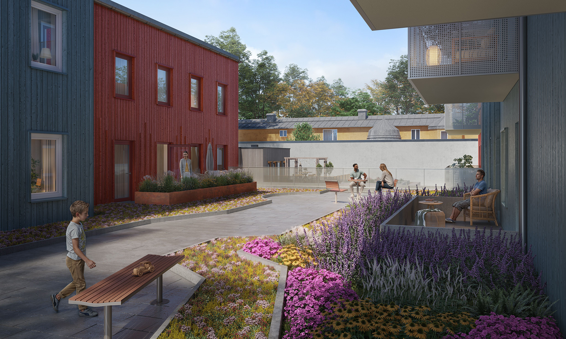 Gemensam takterrass för boende i kv Hållstugan